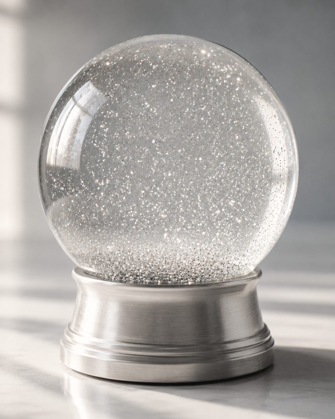 A snow globe with the snow settling